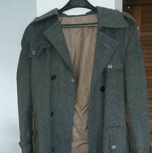 Winter Sale Vintage Parks Trench Coat Grey M/L